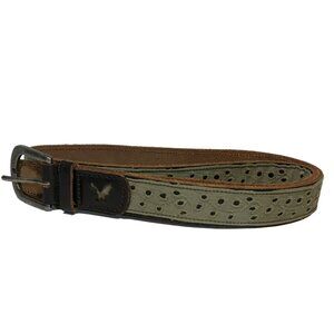 American Eagle Outfitters Green & Brown Leather Belt W/ Metal Buckle M